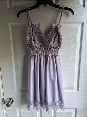 Justify Lavender Crochet-Trim Dress